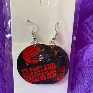 NFL Cleveland browns faux vinyl leather earrings